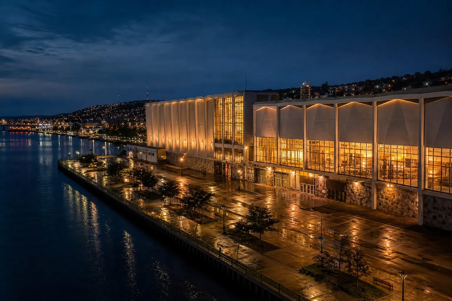 Duluth waterfront at night